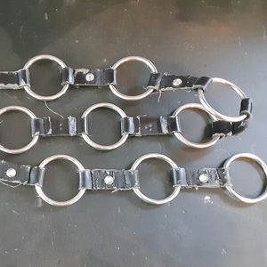 Belt: Black Faux Leather with Silver O Rings